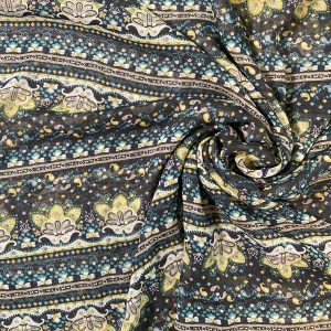 Crinkle Chiffon - Fancy Green Print